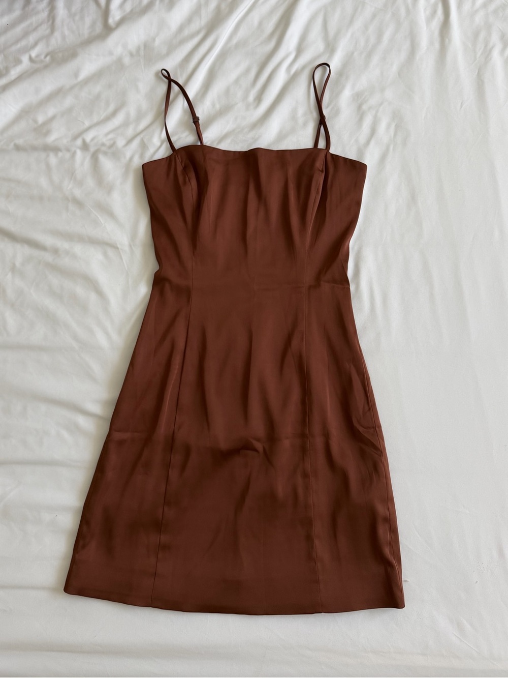 Sunday Best Chocolate Brown Spaghetti-Strap Mini Dress